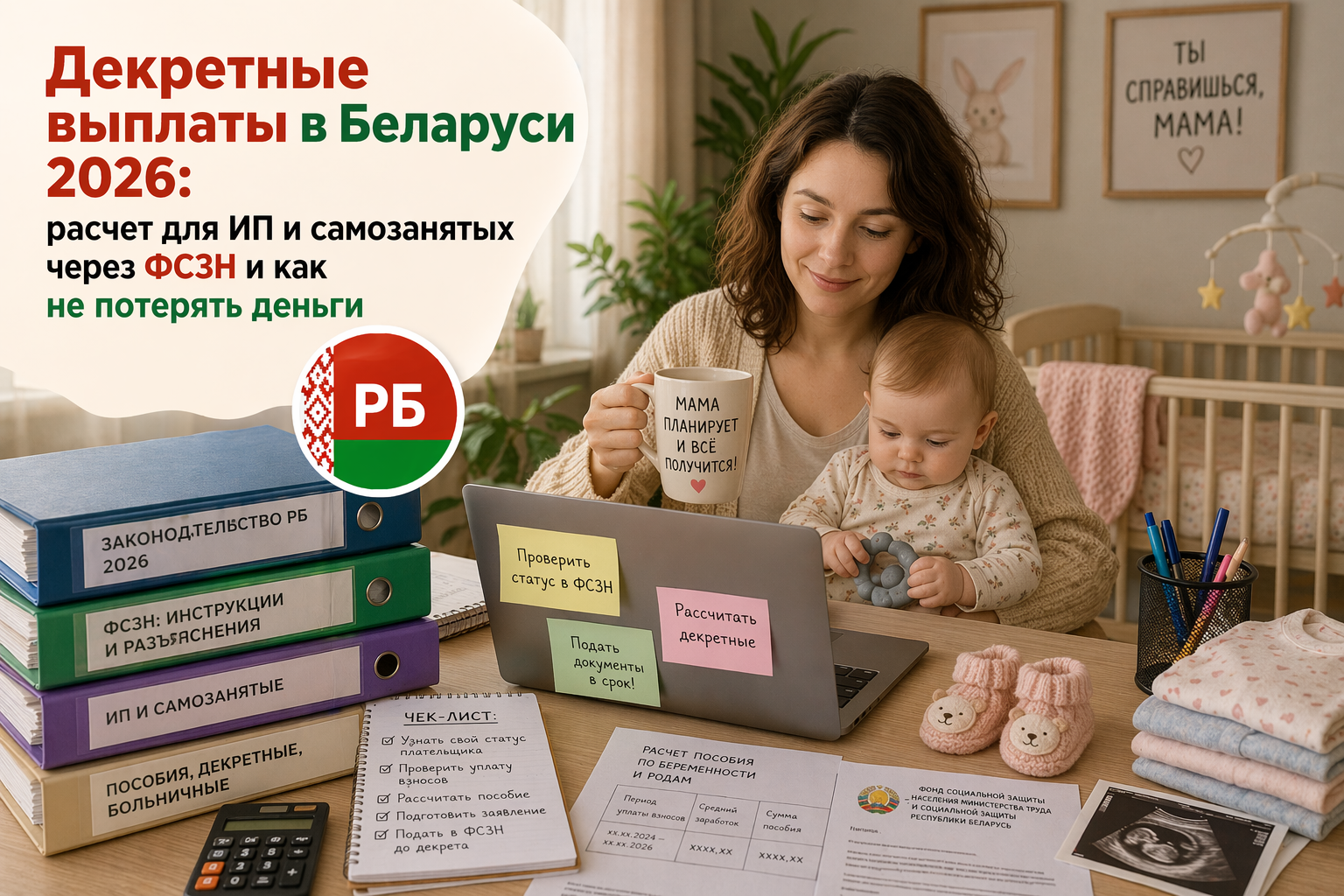Декретные выплаты в Беларуси 2026: расчет для ИП и самозанятых через ФСЗН и как не потерять деньги